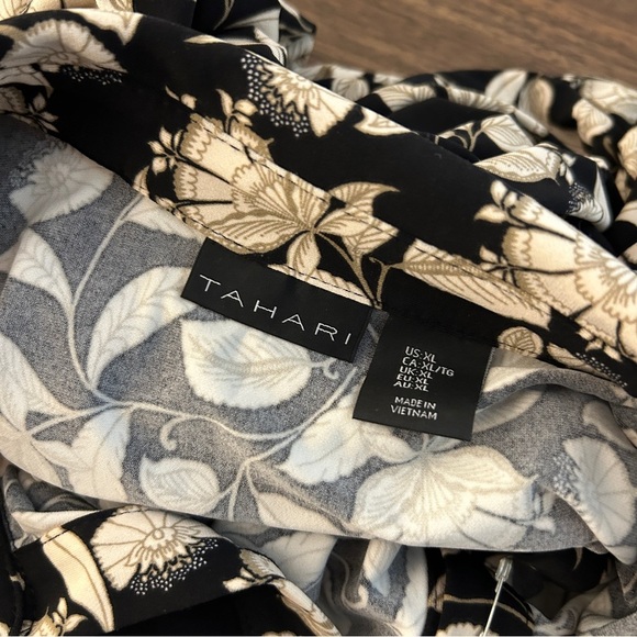 ❤️ Tahari Black and Cream Floral Button Down Shirt XL - Picture 5 of 10